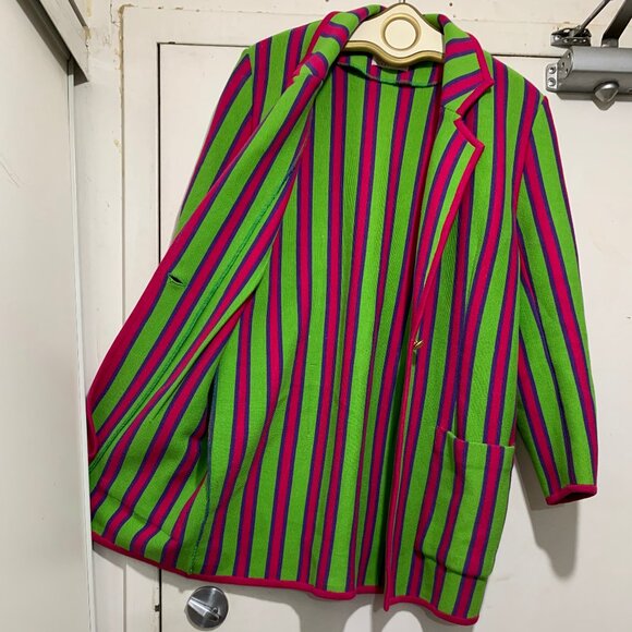 VINTAGE PORTS TRADEMARK DESIGNS WOOL STRIPE JACKETS SIZE M - Picture 7 of 14